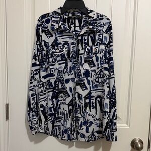 Karl Lagerfeld Blue Graphic Print Shirt size S Gently Used